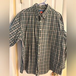 Puritan Men's Green, Black and White Plaid Shirt